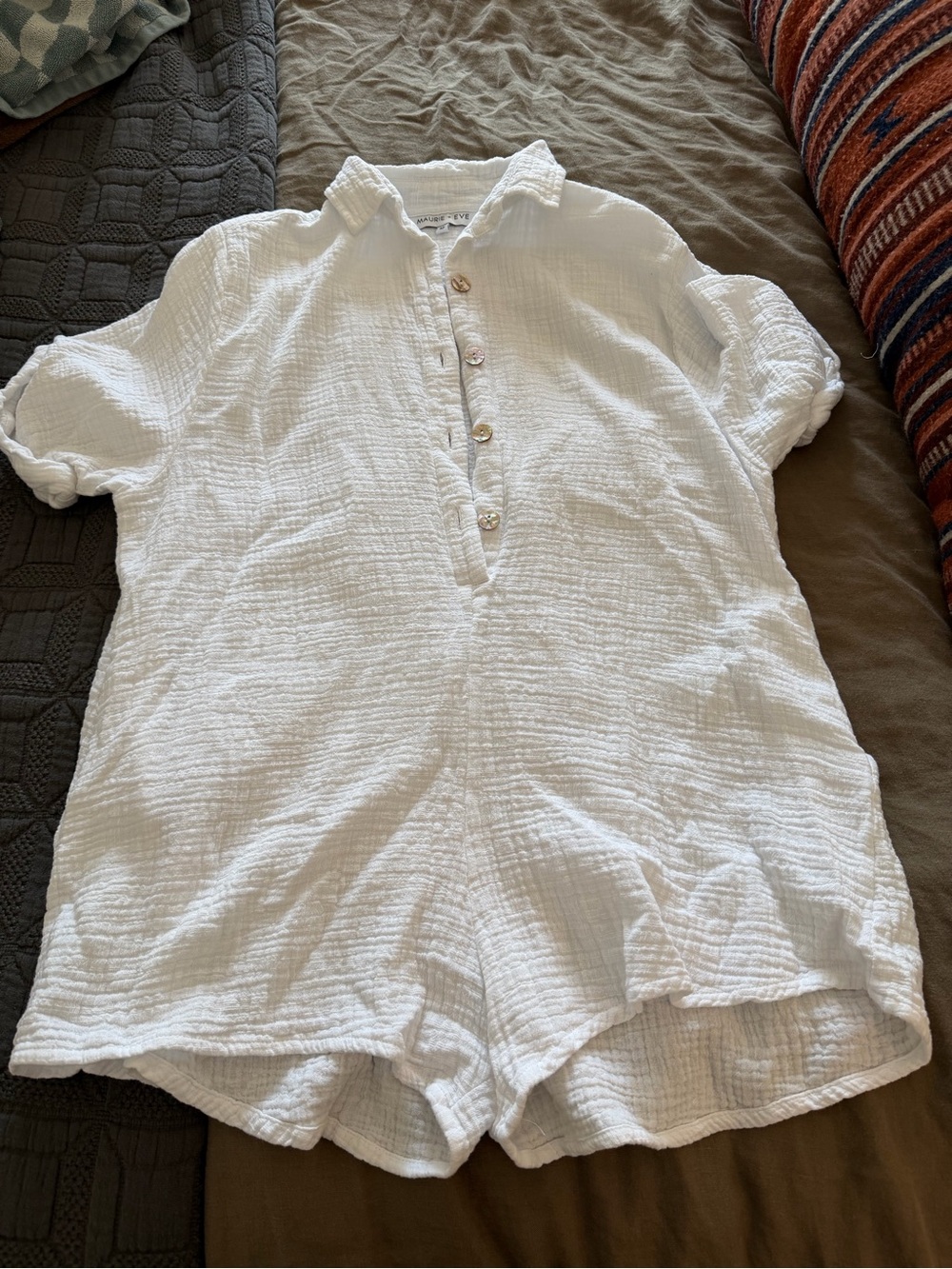 Maurie + Eve White Textured Button-Front Top